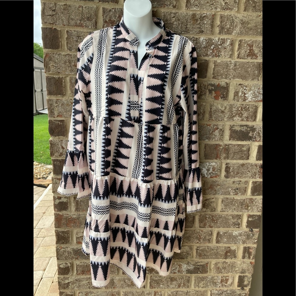 Boho Festival Tunic Dress Tribal Design Large